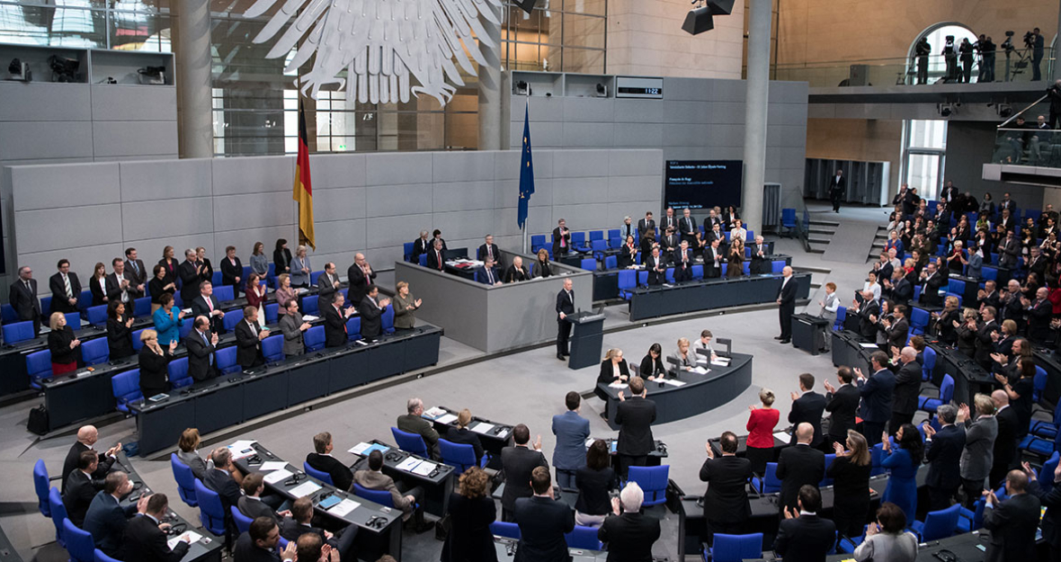 François de Rugy, Präsident der National Assembly of France, spricht im Deutschen BundestagDer französische Parlamentspräsident, François de Rugy, spricht vor dem Deutschen Bundestag.