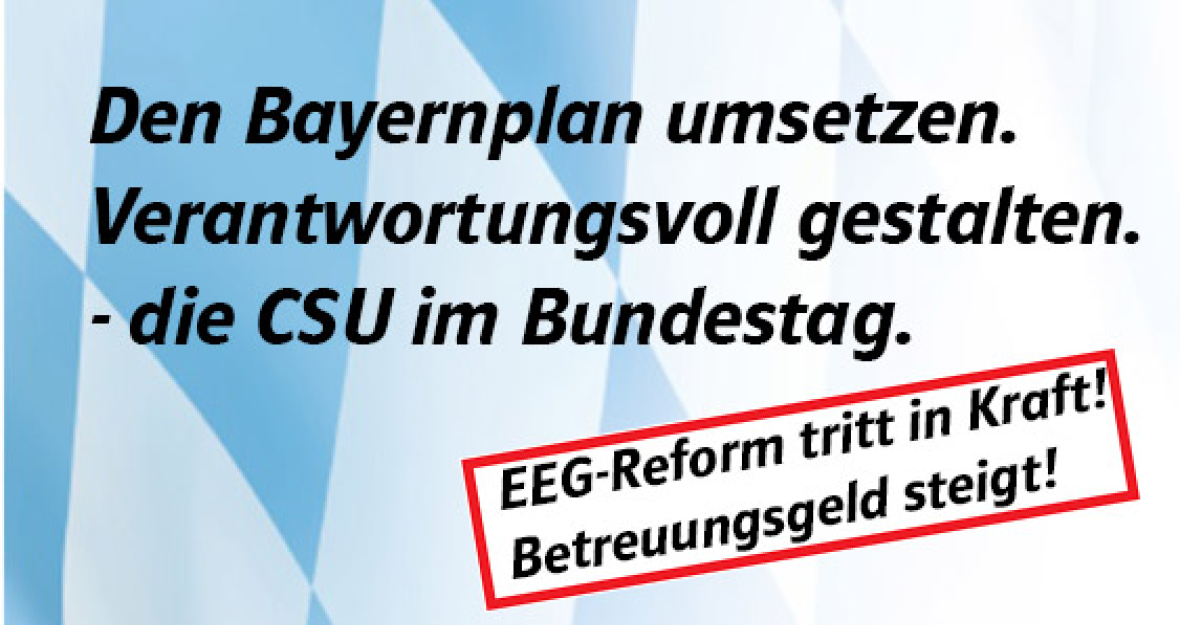 EEG-Reform: Kosten bremsen. Betreuungsgeld: Leistungen steigen_490x275