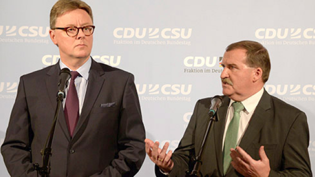 Max Straubinger und Michael Grosse-Brömer beim gemeinsamen Pressestatement während der Vorstandsklausur_490x275